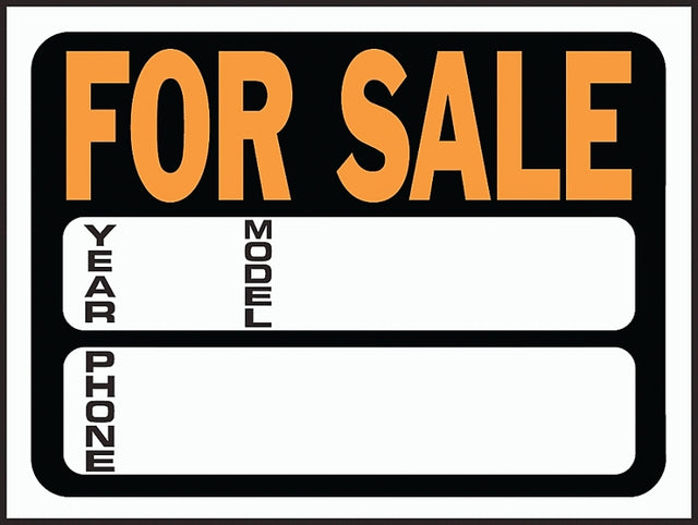 Hy-Ko Hy-Glo Series 3031 Identification Sign, FOR SALE, Fluorescent Orange Legend, Black Background, Plastic, Pack of 10