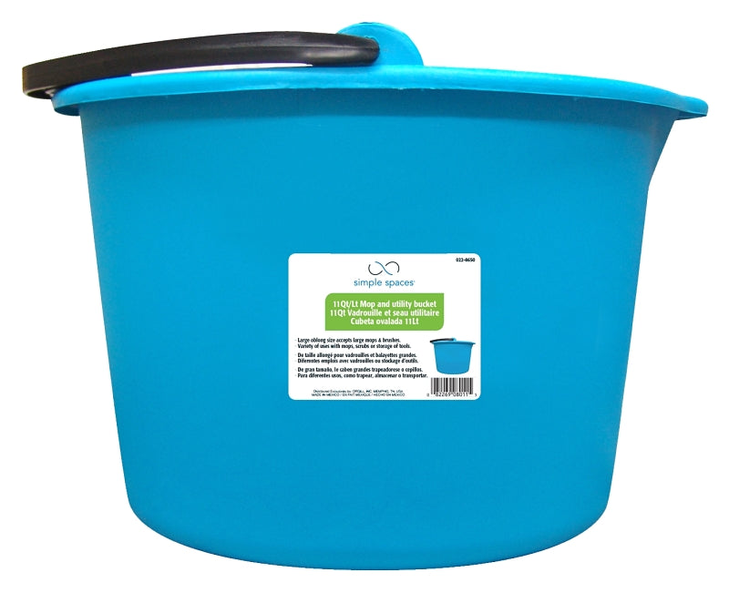 Simple Spaces 8011 Mop Bucket, 11 qt, Oblong, Polypropylene Bucket/Pail, Aqua