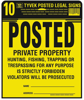 Hy-Ko PP-1 Legal Sign Kit, Square, Black Legend, Yellow Background, Tyvek, 11 in H x 11 in W Dimensions