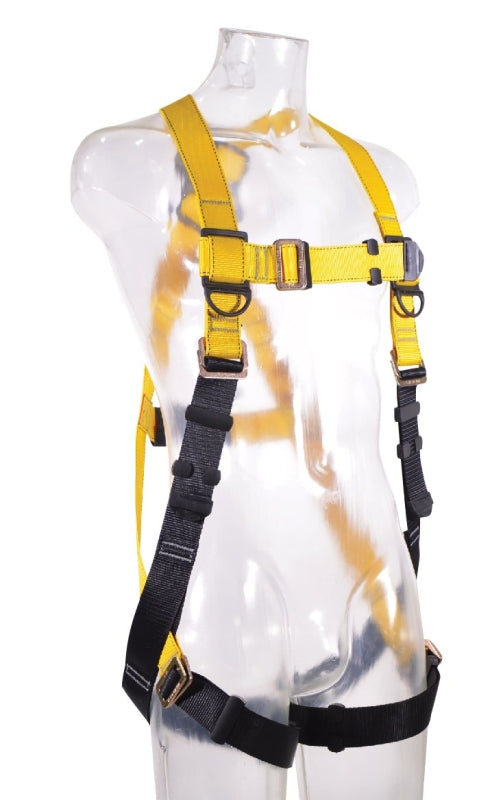Guardian Fall Protection 37006 Full Body Harness, XL/2XL, 130 to 420 lb, Black/Yellow