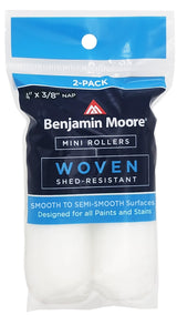 Benjamin Moore U66301-018 Woven Mini Roller Cover, White, 3/8 in Thick Nap, 4 in L, 2/PK