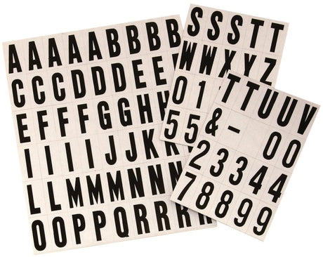 Hy-Ko MM-21 Packaged Reflective Number and Letter Set, Character: 0 to 9, A to Z, -!, 3/4 in H Character, Vinyl, Pack of 10