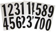 Hy-Ko MM-23N Packaged Number Set, 5-1/4 in W x 9 in H Dimensions, 3 in H Character, Black Character, White Background, Pack of 10