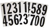 Hy-Ko MM-23N Packaged Number Set, 5-1/4 in W x 9 in H Dimensions, 3 in H Character, Black Character, White Background, Pack of 10