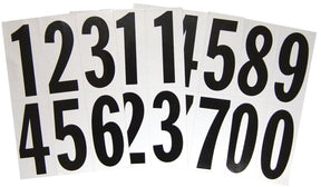 Hy-Ko MM-23N Packaged Number Set, 5-1/4 in W x 9 in H Dimensions, 3 in H Character, Black Character, White Background, Pack of 10