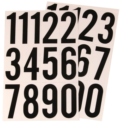 Hy-Ko MM-4N Packaged Number Set, 7.72 in W x 11.66 in H Dimensions, 3 in H Character, Black Character, White Background