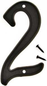 Hy-Ko PN-29/2 House Number, Character: 2, 4 in H Character, Black Character, Plastic, Pack of 10