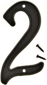 Hy-Ko PN-29/2 House Number, Character: 2, 4 in H Character, Black Character, Plastic, Pack of 10