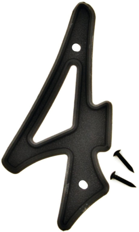 Hy-Ko PN-29/4 House Number, Character: 4, 4 in H Character, Black Character, Plastic, Pack of 10