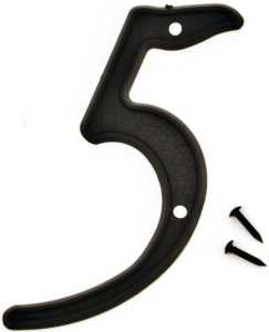 Hy-Ko PN-29/5 House Number, Character: 5, 4 in H Character, Black Character, Plastic, Pack of 10