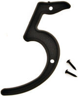 Hy-Ko PN-29/5 House Number, Character: 5, 4 in H Character, Black Character, Plastic, Pack of 10