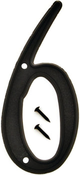 Hy-Ko PN-29/6 House Number, Character: 6, 4 in H Character, Black Character, Plastic, Pack of 10