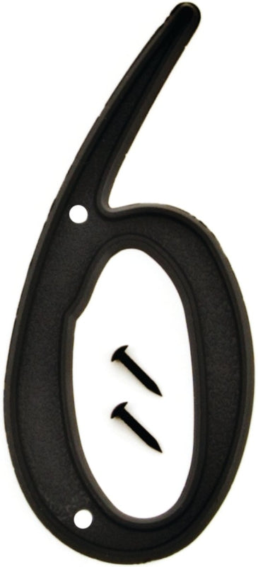 Hy-Ko PN-29/6 House Number, Character: 6, 4 in H Character, Black Character, Plastic, Pack of 10