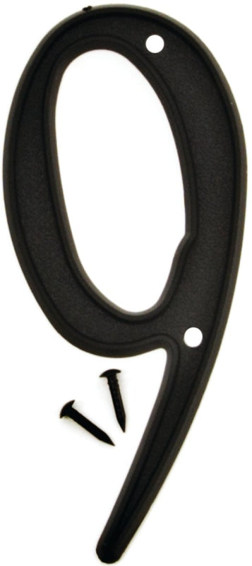 Hy-Ko PN-29 Series PN-29/9 3D House Number, Character: 9, 4 in H Character, Black Character, Plastic, Pack of 10