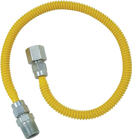 BrassCraft ProCoat Series CSSL54-48P Gas Connector, 48 in L, 1/2 in FIP x 1/2 in MIP (3/8 in FIP Tap), Stainless Steel