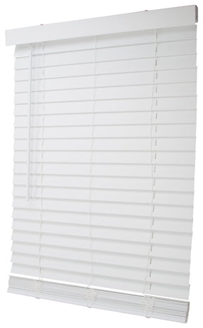 Simple Spaces FWMB-12 Blind, 64 in L, 31 in W, Faux Wood, White, Pack of 2