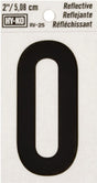 Hy-Ko RV-25 Series RV-25/0 Self-Adhesive Reflective Number, Character: 0, 2 in H Character, Black Character, Vinyl, Pack of 10