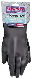 Spontex Technic 420 33545 Protective Gloves, M, 12-1/2 in L, Neoprene, Black