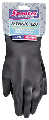 Spontex Technic 420 33545 Protective Gloves, M, 12-1/2 in L, Neoprene, Black