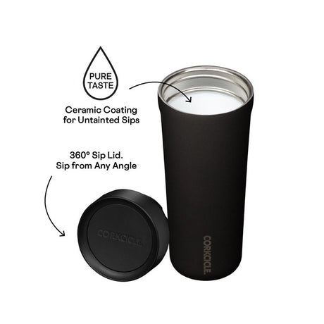 Corkcicle Sierra Series 2817PWW Commuter Cup Travel Coffee Mug, 17 oz, Ceramic, Walnut Wood