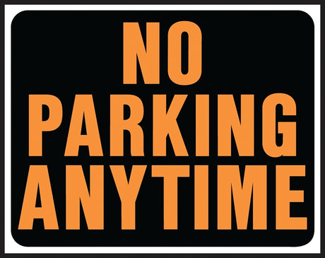 Hy-Ko Hy-Glo Series SP-105 Identification Sign, Rectangular, NO PARKING ANYTIME, Fluorescent Orange Legend, Polystyrene, Pack of 5