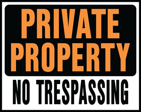 Hy-Ko Hy-Glo Series SP-106 Medium Size Identification Sign, Rectangular, PRIVATE PROPERTY NO TRESPASSING, Plastic, Pack of 5