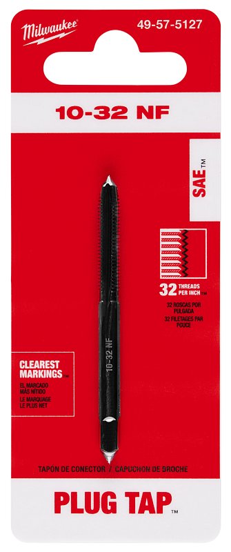 Milwaukee 49-57-5127 Straight Flute Plug Tap, 10-32 Thread, Fine Thread, HCS