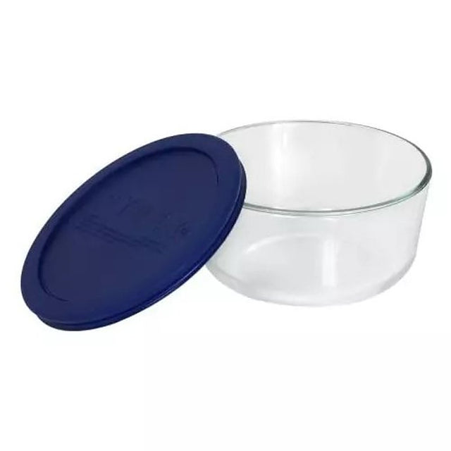 Pyrex 6017398 Storage Plus Bowl, 4 Cups, Glass/Plastic, Navy Blue, Pack of 4