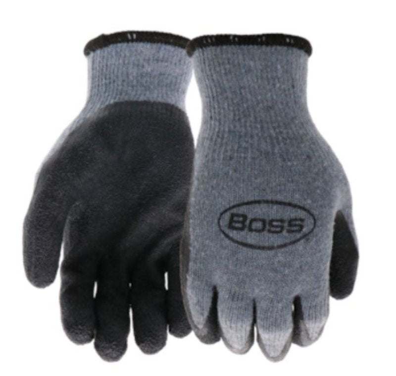 Boss Grip Series B32041-XL Coated Gloves, XL, Slip-On Cuff, Latex Coating, Polyester, Gray