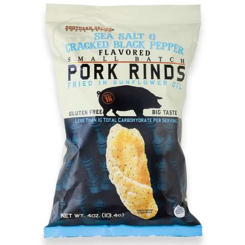 Rudolph Pork Rind Sea Salt and Cracked Pepper Snack 2 oz Bagged, Pack of 6