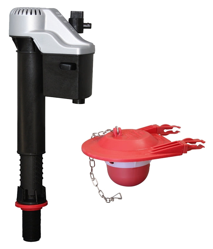 Korky QuietFILL Platinum Series 830MP Toilet Fill Valve and Flapper Kit, <=1.6 gpf, Red, Anti-Siphon: No