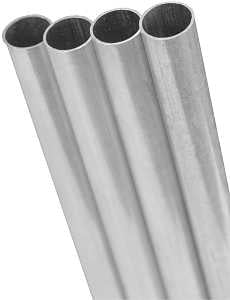 K & S 1114 Decorative Tube, Round, 36 in L, 9/32 in Dia, 0.014 in Wall, Aluminum, Pack of 5