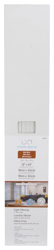 Simple Spaces FWMB-17 Blind, 64 in L, 39 in W, Faux Wood, White, Pack of 2