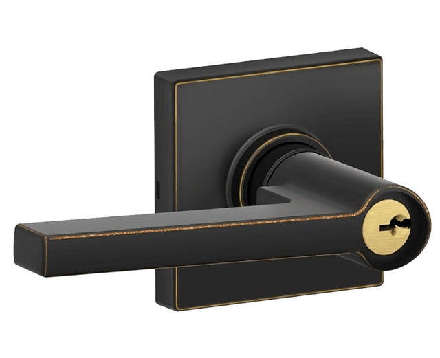 Schlage J Series J54 SOL 716 COL Entry Lever, Mechanical Lock, Aged Bronze, Metal, Residential, 3 Grade, ADA Compliant