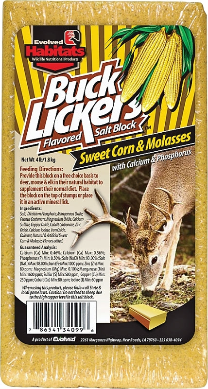 Evolved Habitats Buck Lickers EVO34099 Mineral Block, Sweet Corn, 4 lb, Pack of 6