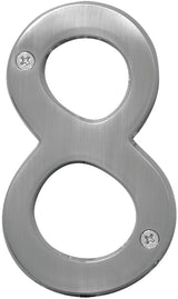 Hy-Ko Prestige Series BR-43SN/8 House Number, Character: 8, 4 in H Character, Nickel Character, Brass, Pack of 3