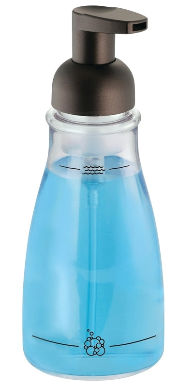 iDESIGN Basic Series 50104 Foaming Soap Dispenser, 14 oz, Plastic, Clear, Bronze