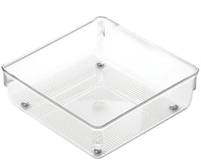 iDESIGN LINUS 52630 Drawer Organizer, 1-Compartment, Plastic, Clear, 6 in OAL, 2 in OAH, 6 in OAW, Pack of 6