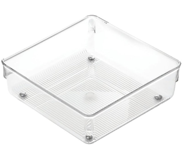 iDESIGN LINUS 52630 Drawer Organizer, 1-Compartment, Plastic, Clear, 6 in OAL, 2 in OAH, 6 in OAW, Pack of 6