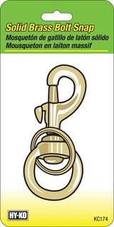 Hy-Ko KC174 Bolt Snap, 1-1/4 in L x 4-3/4 in W x 5-1/2 in H Dimensions, Brass