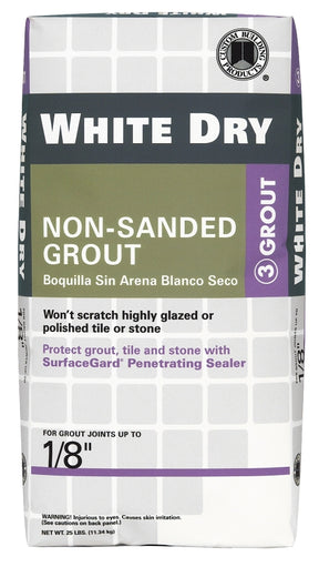 Custom White Dry WDG25 Non-Sanded Grout, White, 25 lb Bag