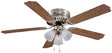 Boston Harbor CF-78049L Ceiling Fan Light Kit, 5-Blade, Brushed Nickel Housing, 52 in Sweep, MDF Blade, 3-Speed