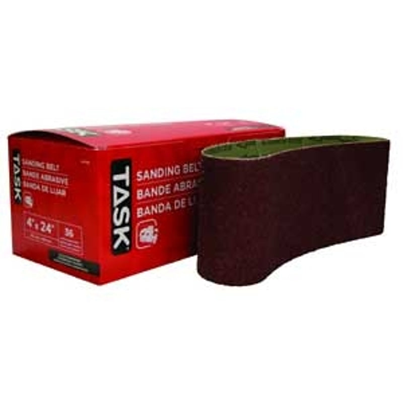 TASK 43650 Sanding Belt, 4 in W, 36 in L, 50 Grit, Aluminum Oxide Abrasive, Pack of 10