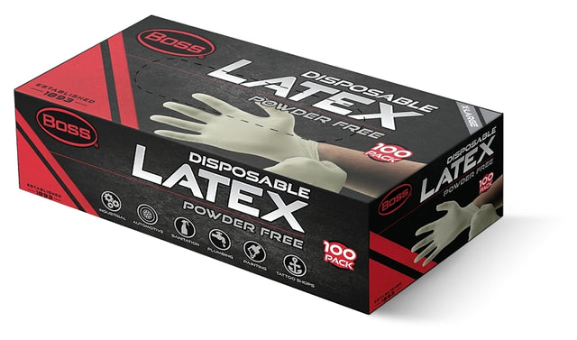 Boss B22011-XL Disposable Gloves, XL, Late, Powder-Free, White