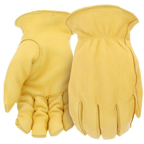 Boss Arctik B98401-L Work Gloves, Men's, L, Keystone Thumb, Elastic Wrist, Slip-On Cuff, Deerskin Leather, Brown