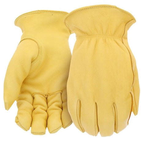 Boss Arctik B98401-L Work Gloves, Men's, L, Keystone Thumb, Elastic Wrist, Slip-On Cuff, Deerskin Leather, Brown
