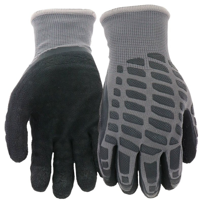 Boss Arctik B93121-XL Work Gloves, Men's, XL, Wing Thumb, Elastic Knit Wrist, Slip-On Cuff, Latex/Polyester, Black