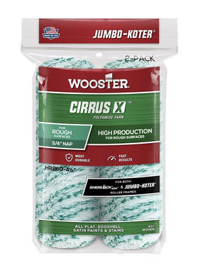 Wooster CIRRUS X Series HR260-4 1/2 Roller Cover, 3/4 in Thick Nap, 4-1/2 in L, European Polyamide Fabric/Woven Cover