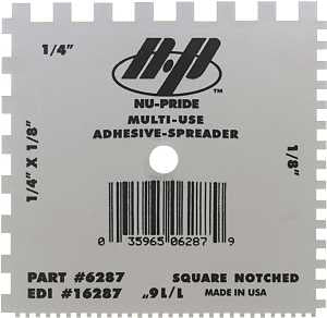 Marshalltown 6287 Spreader, 1/16, 1/8, 1/4 in Notch, 4 in W Blade, Notched Blade, Plastic Blade