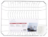 Simple Spaces JI-25C-3L Dish Drainer with Cutlery Basket, 20 lb, 18 in L, 13-1/2 in W, 5-1/2 in H, Steel, Silver, Chrome